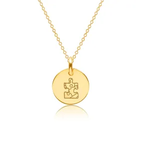 14k Gold Engravable Autism Necklace