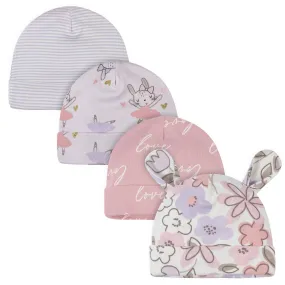 4-Pack Baby Girls Bunny Ballerina Caps