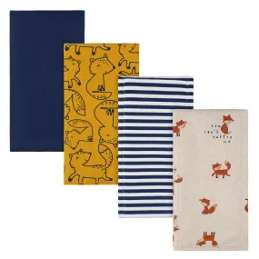 4-Pack Boys Fox Flannel Burp Cloths