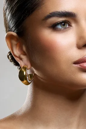 Angel Eyes | Gold Diamante Abstract Hoop Earrings