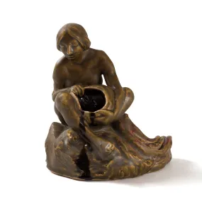 Fran?ois-Rupert Carabin "Femme au Pieuvre" Glazed Ceramic Inkwell