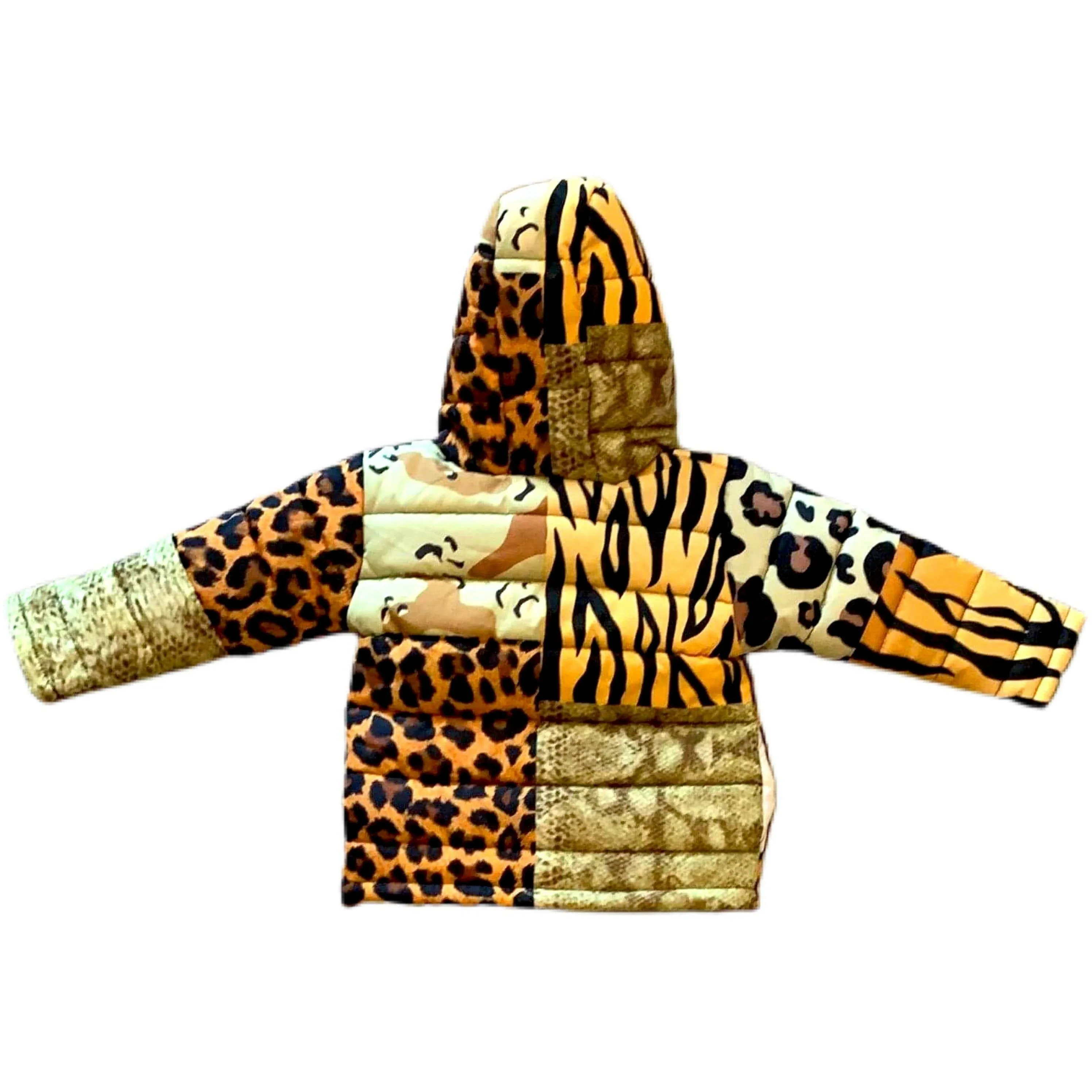 Kids Colorblocked Leopard Puffer