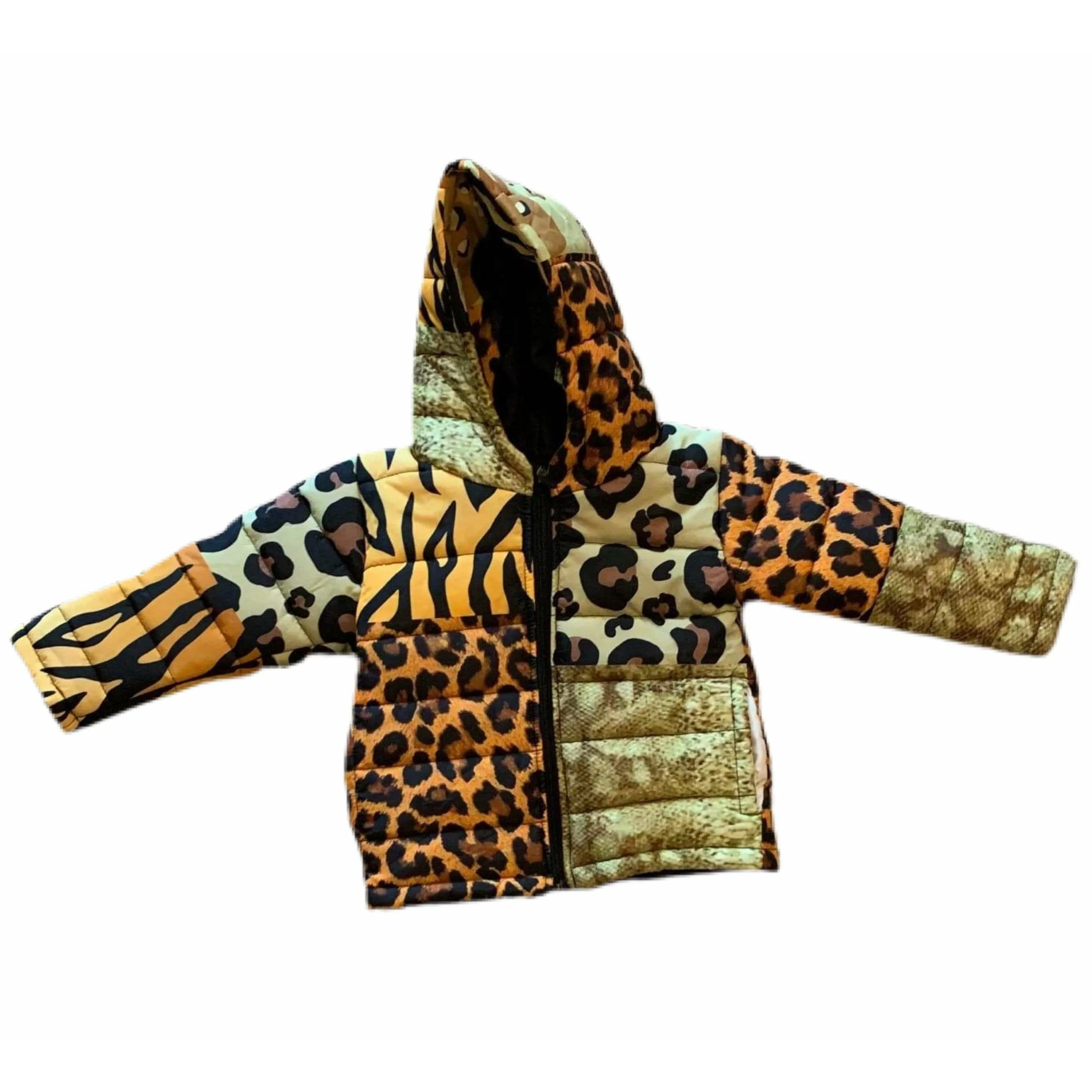 Kids Colorblocked Leopard Puffer