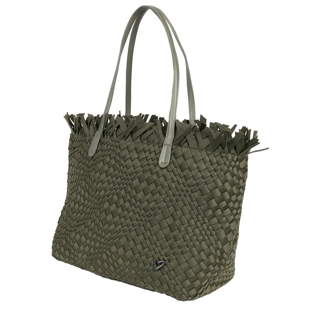 NEW Vulcan Woven Large Tote (Fringed Top) - Olive