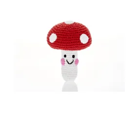 Pebble Friendly Toadstool Rattle – red